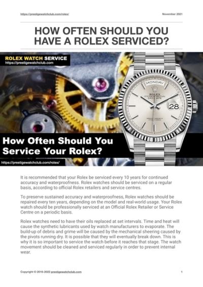 how often should a rolex be serviced|More.